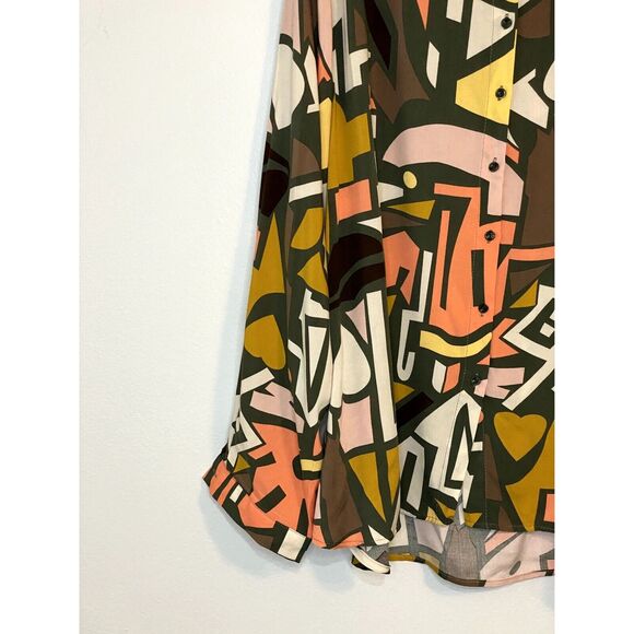 Big Dart Plus Size 20 Top Button Down Geometric Retro Pop Art Pattern Loose Fit - Picture 9 of 12